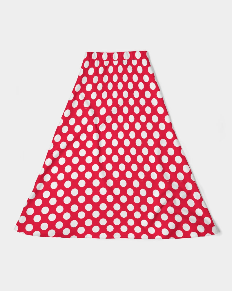 Red & White Classic Polka Dotted - Minnie Inspired Suit! Women's A-Line Midi Skirt