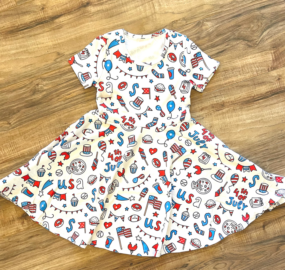 All things Patriotic - Girls Soft Flutter - 4th of July dress