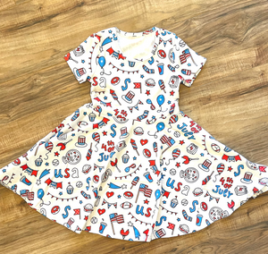 All things Patriotic - Girls Soft Flutter - 4th of July dress