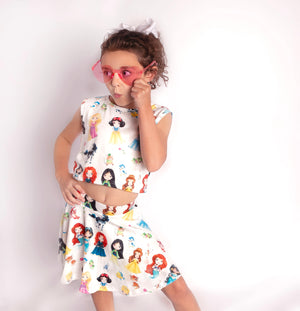 
            
                Load image into Gallery viewer, Princess and Pets - Girls Crop Top with Skirt
            
        