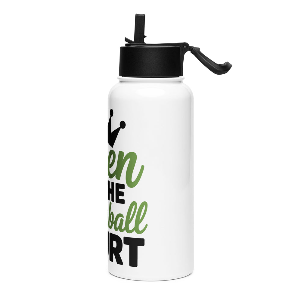 Queen of the Pickleball Court Water Bottle – 32 oz White Stainless Steel Bottle with a straw lid