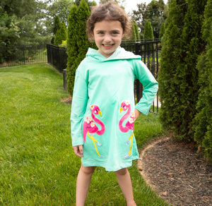 Pink Flamingo - Girls Hooded CoverUp