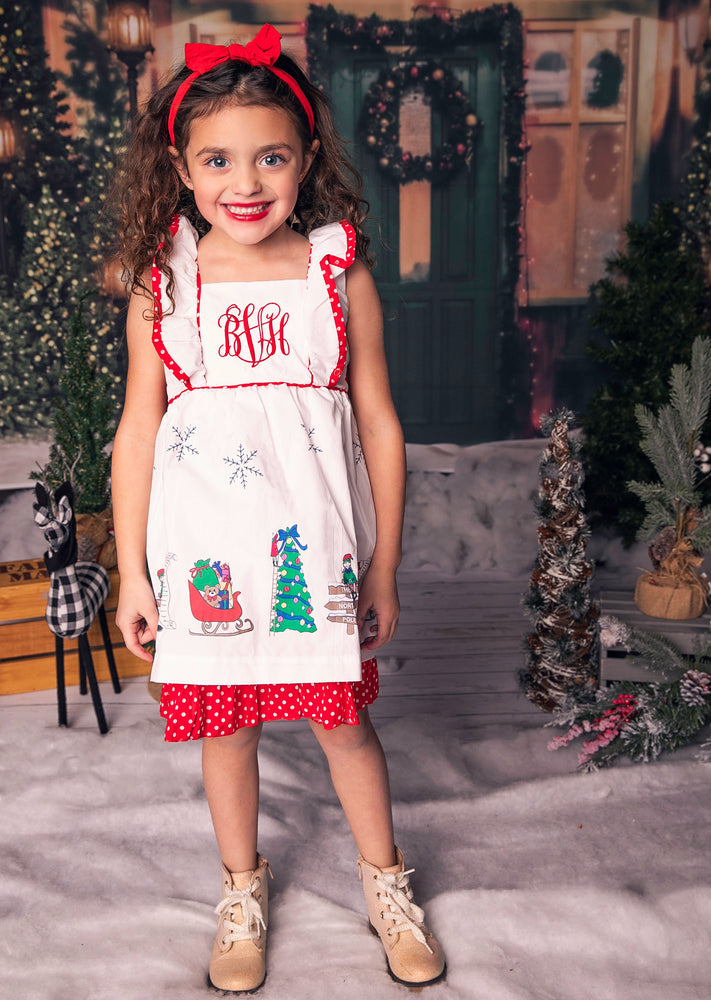 monogram christmas dress Customized Christmas Santa Appliqu Ruffle Dress With FREE Name or Monogram - Christmas, Holidays, Santa Clause, Girls, Toddlers