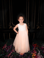 Baby Pink Tulle Boho Flower Girl Lace Dress - Long Tulle Skirt