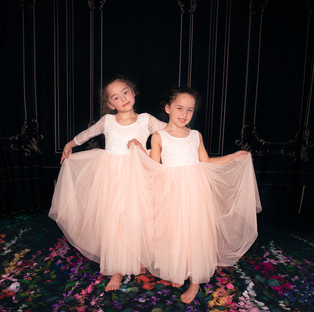 Baby Pink Tulle Boho Flower Girl Lace Dress - Long Tulle Skirt Faux Posh Boutique Baby Pink Tulle Boho Flower Girl Lace Dress - Long Tulle Skirt Faux Posh Boutique