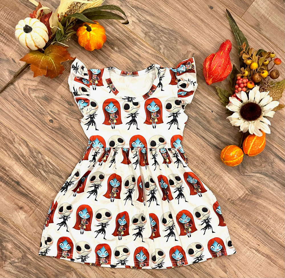 
            
                Load image into Gallery viewer, Halloween -Skelling-TON Flutter Dress
            
        