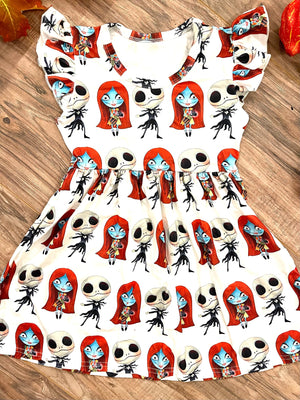 
            
                Load image into Gallery viewer, Halloween -Skelling-TON Flutter Dress
            
        