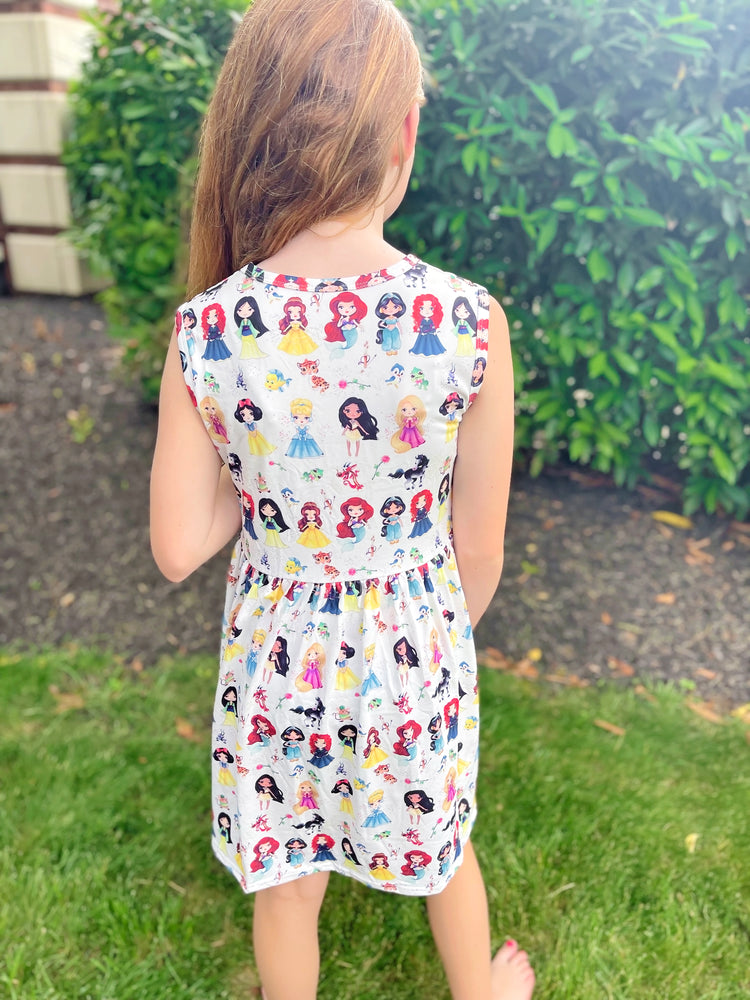 
            
                Load image into Gallery viewer, Girls Tank Dress - Princess and Pets
            
        