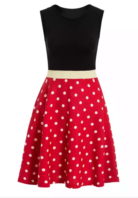 Polka-Dotted Skirt with Gold Band - Adult Dress