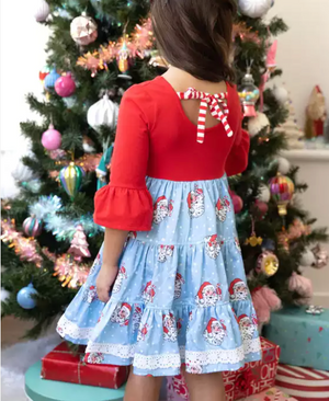 
            
                Load image into Gallery viewer, Santa Baby Smocked Girls Dress
            
        