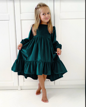 Girls Peplum - Velvet Holiday Dress Faux Posh Boutique Girls Peplum - Velvet Holiday Dress Faux Posh Boutique