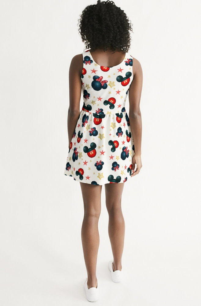 
            
                Load image into Gallery viewer, Disney Women&amp;#39;s Scoop Neck Skater Dress Mouse Face - Watercolor
            
        