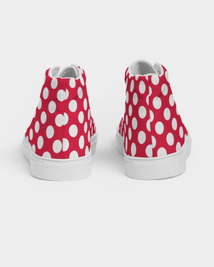 Red-White Polka Dots - Mouse Inspired Pattern Women's Hightop Canvas Shoe
