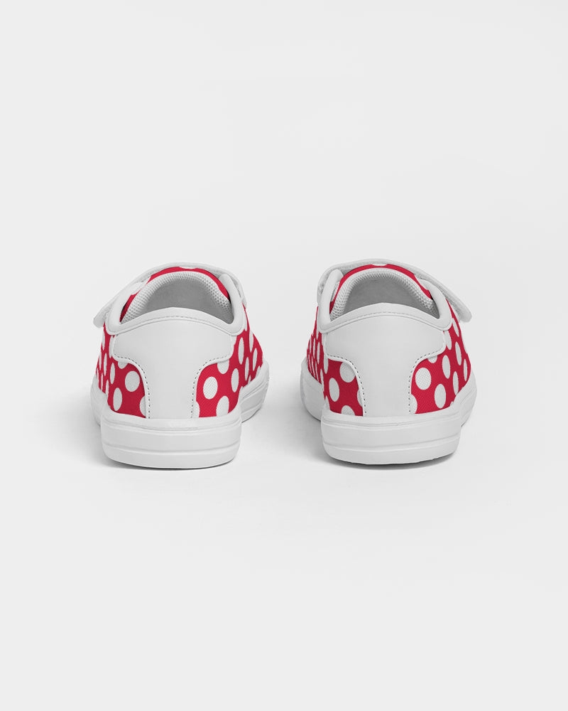 Red-White Polka Dots - Mouse Inspired Pattern Kids Velcro Sneaker