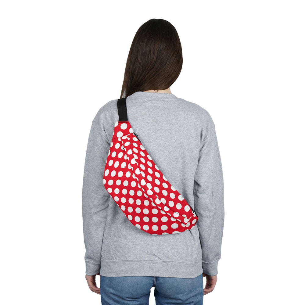 
            
                Load image into Gallery viewer, Large Polka Dotted Sling Fanny Pack - Red &amp;amp; White Minnie Inspired
            
        