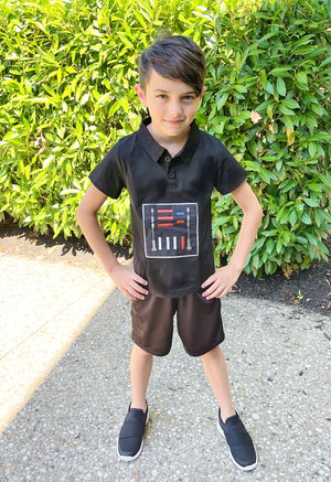 
            
                Load image into Gallery viewer, Galactic Dark Side - Boys Top with Cape
            
        