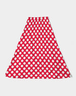 Red & White Classic Polka Dotted - Minnie Inspired Suit! Women's A-Line Midi Skirt