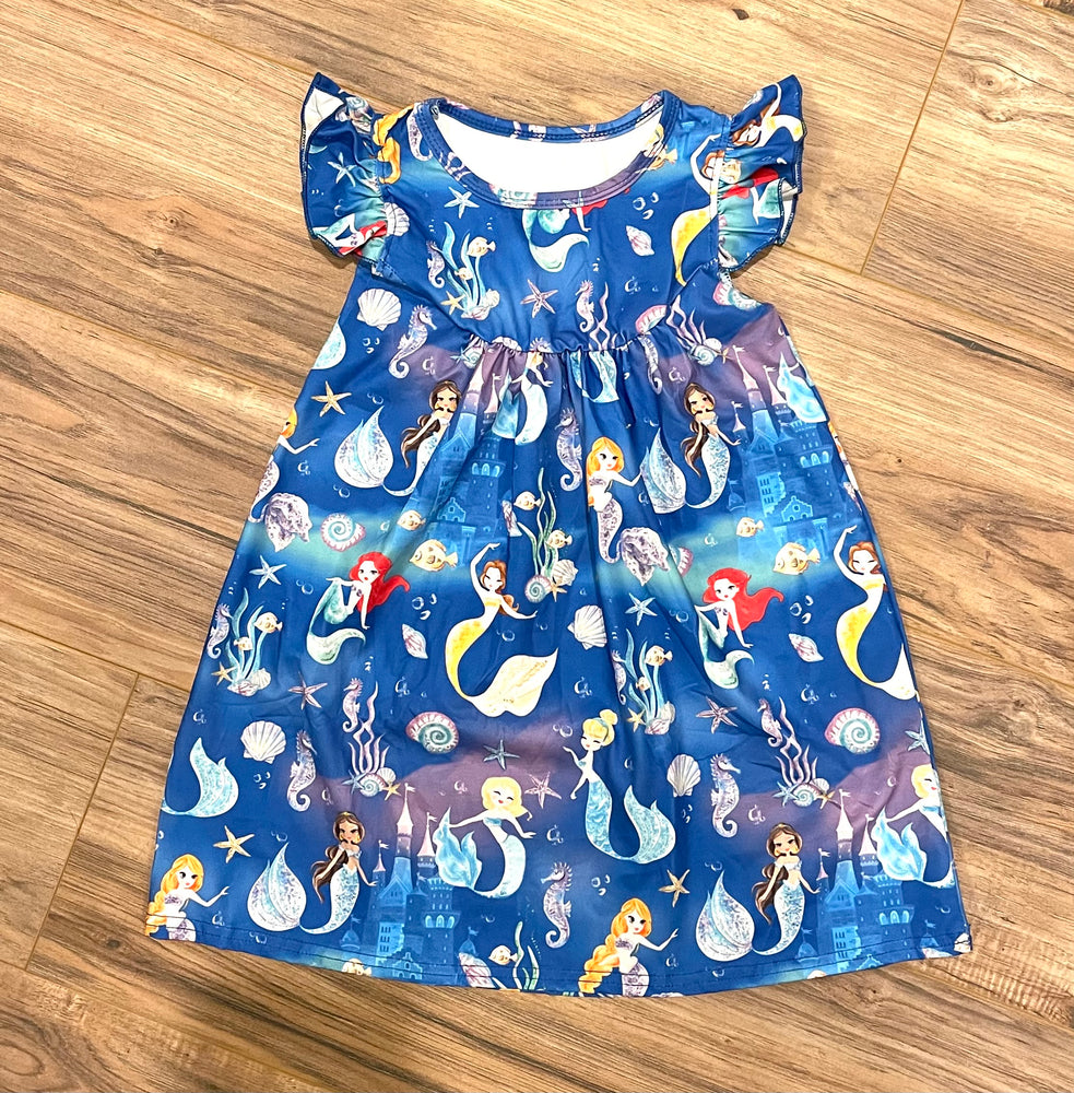 
            
                Load image into Gallery viewer, Under the Sea -Blue Flutter Dress
            
        
