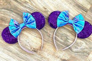 Purple sequin blue bow Ears *ELIGIBLE FOR FREE PAIR* WITH $30 PURCHASE
