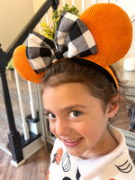 Pumpkin + Buffalo Plaid bow Ears!