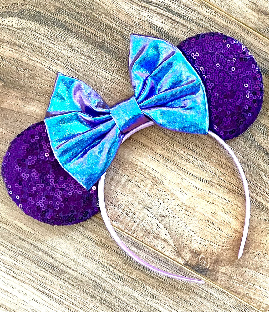 Purple sequin blue bow Ears *ELIGIBLE FOR FREE PAIR* WITH $30 PURCHASE