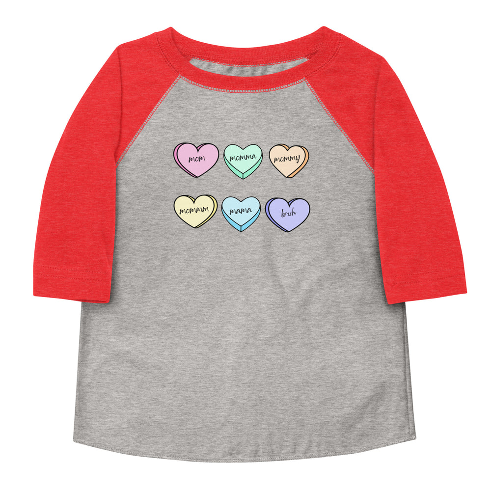 Kids Raglan Tee - Mom, Mommy, BRUH Valentines Shirt