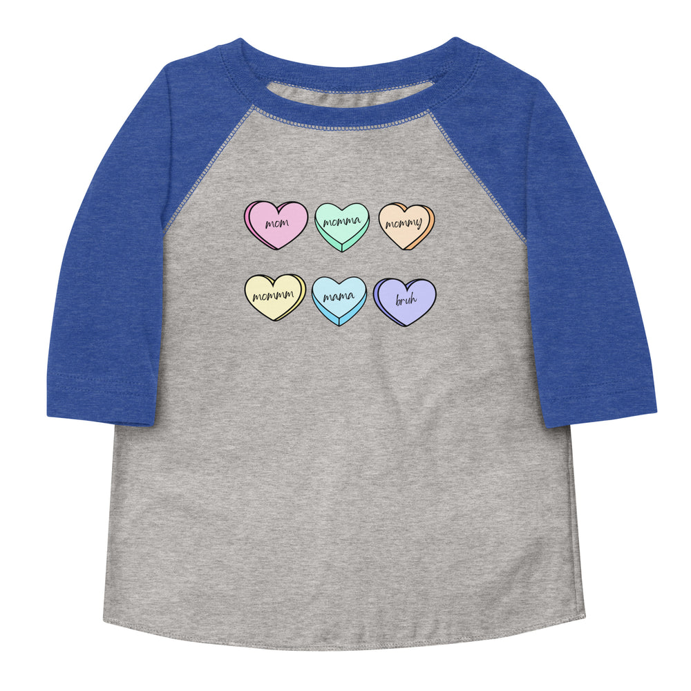 Kids Raglan Tee - Mom, Mommy, BRUH Valentines Shirt