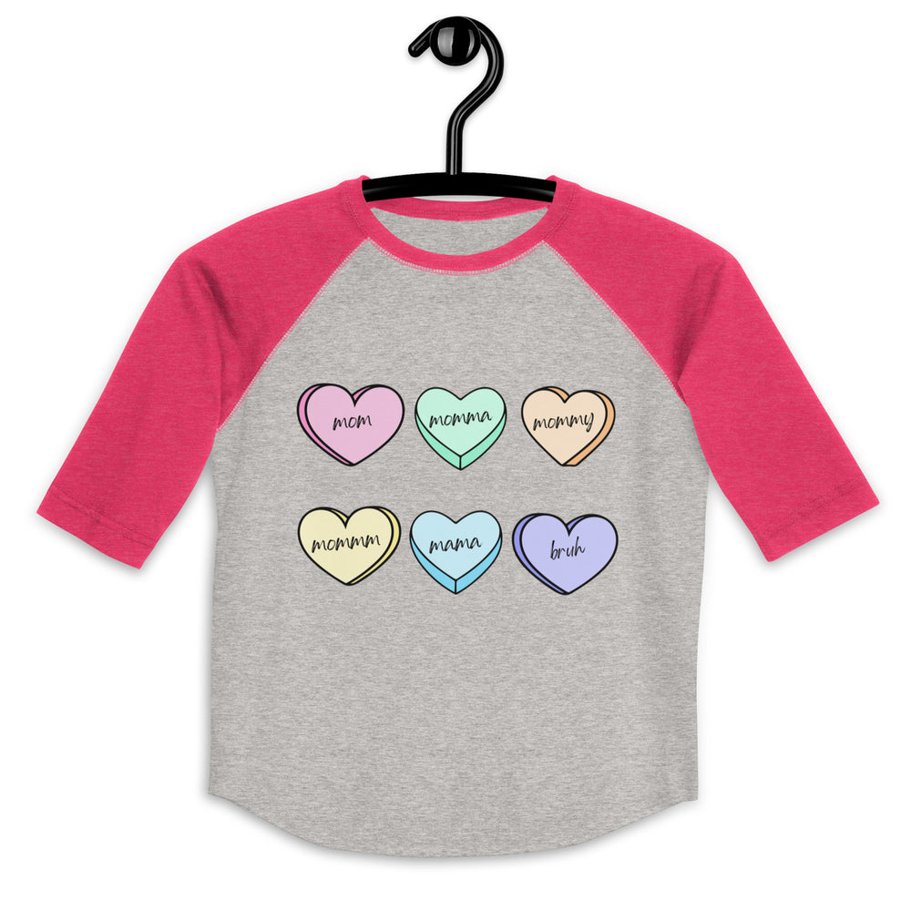 Youth Raglan Tee - Mom, Mommy, BRUH Valentines Shirt